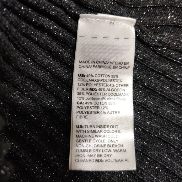 Chicos 0 Small Black Gray Silver Ribbed Metallic Turtleneck Long Sleeve Sweater - Picture 7 of 9